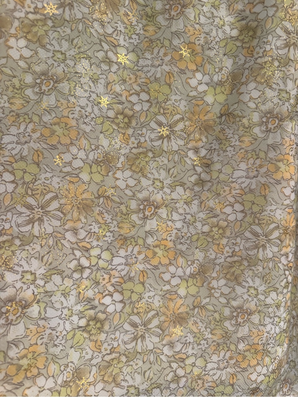 Entro Yellow Floral Ruffle V-Neck Blouse Large Boho Cottagecore Flutter top - Picture 5 of 7